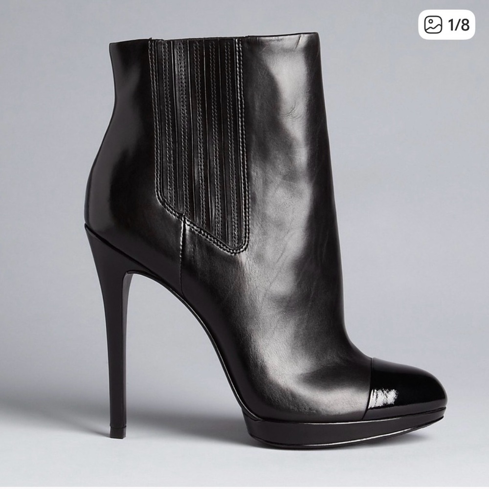 Brain Atwood Black Patent Leather Leather Ankle Boots Booties  size 6